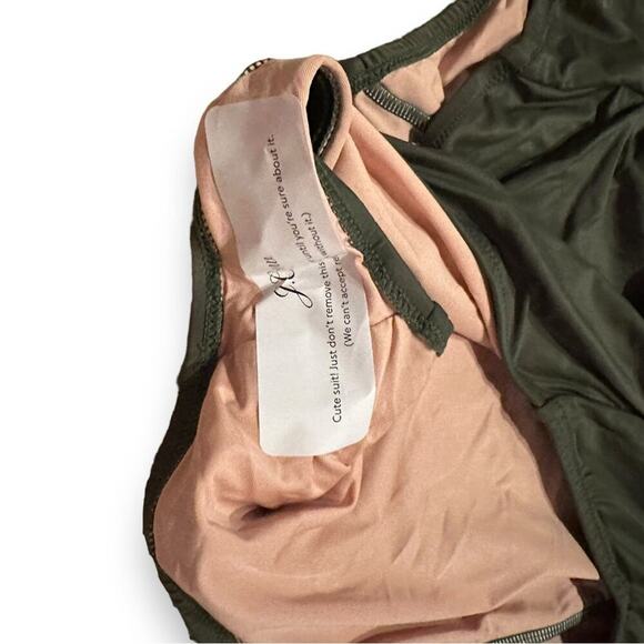 J. Crew Ruched Square Neck One Piece Swimsuit in Safari Green Sz 22 NEW - Picture 3 of 7